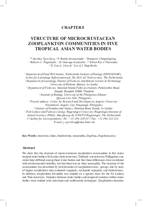 (PDF) Structure of microcrustacean zooplankton communities in five ...