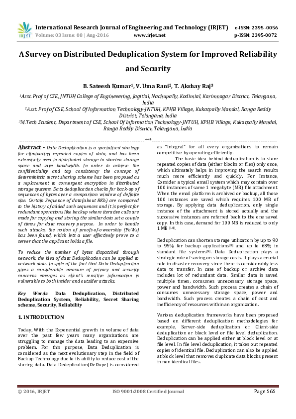 Deduplication research papers picture