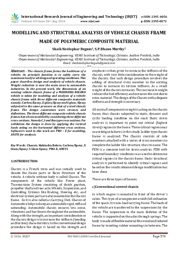 Collect information of chassis specifications of different vehicles pdf picture