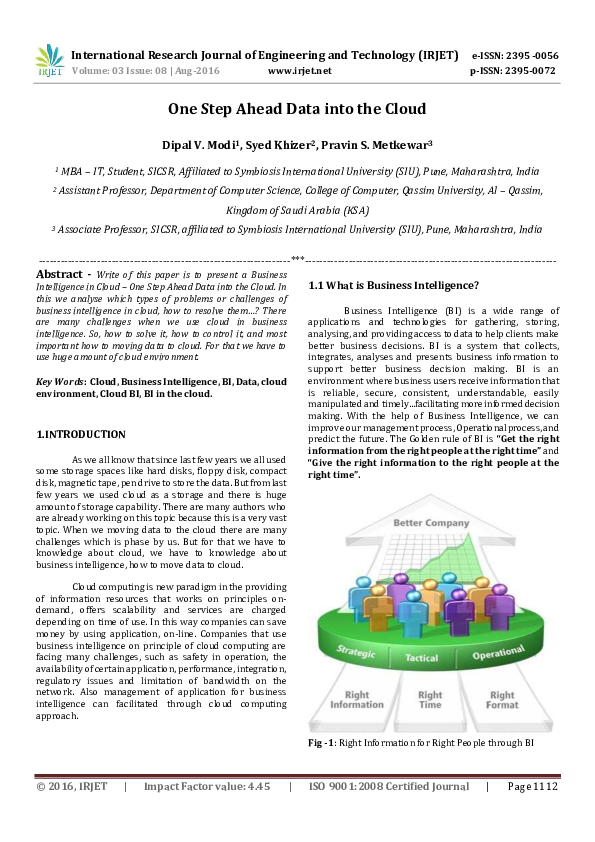 (PDF) One Step Ahead Data into the Cloud