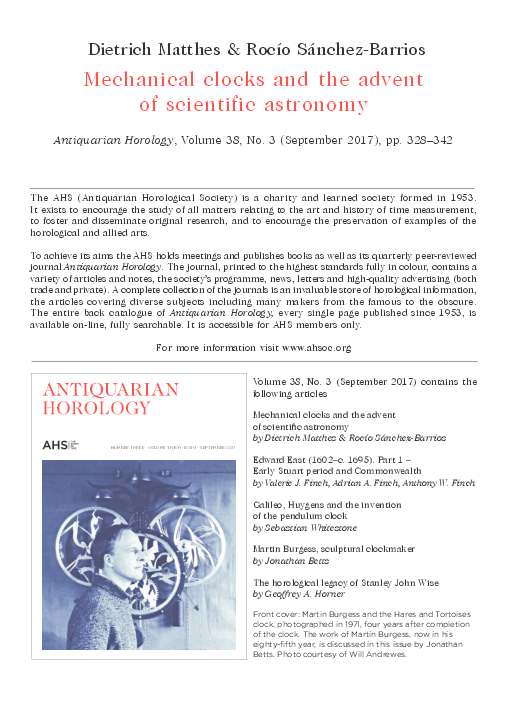 Mechanical clocks and the advent of Renaissance astronomy