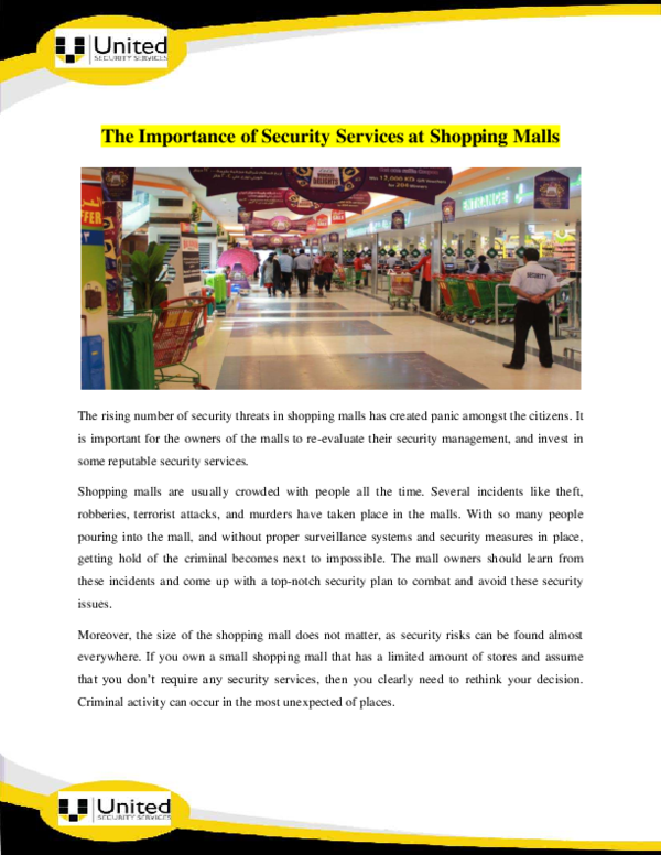 (PDF) The Importance of Security Services at Shopping Malls United