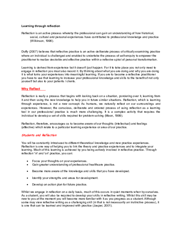 (DOC) Learning through reflection