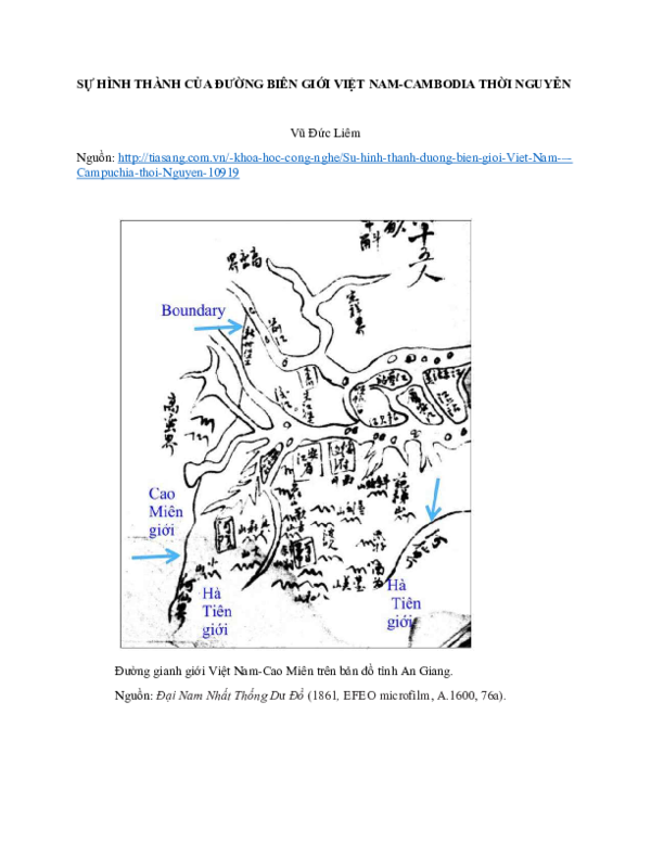First page of “Sự hình thành của đường biên giới Việt Nam-Cambodia thời Nguyễn/ The making of the Vietnamese-Cambodian border in early 19 century_Tia Sáng 9/2017”
