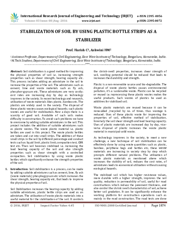 Plastic as soil stabilizer case study image