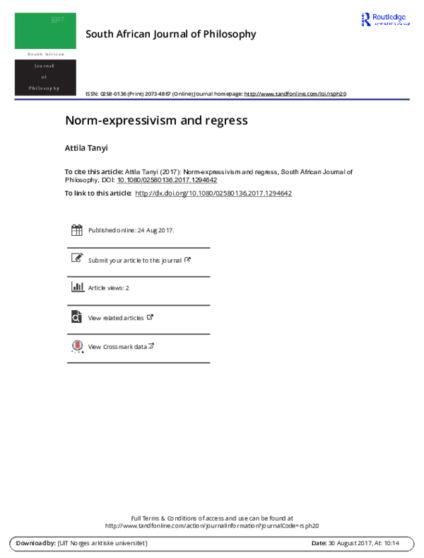 (PDF) Norm-Expressivism and Regress