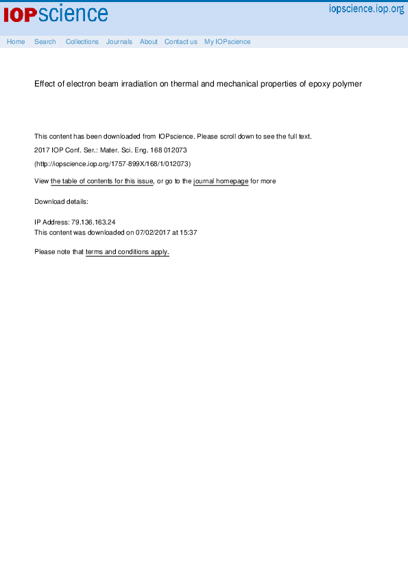 (PDF) Effect of electron beam irradiation on thermal and mechanical ...