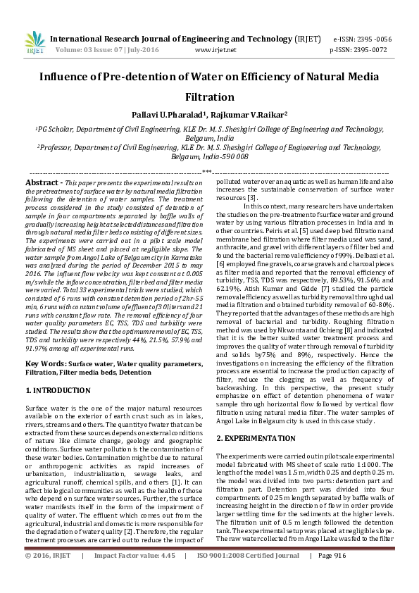 (PDF) Influence of Predetention of Water on Efficiency of Natural