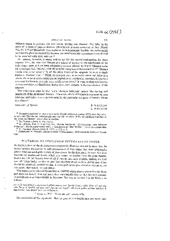 (PDF) Plutarch, De Stoicorum Repugnantiis 1048DE