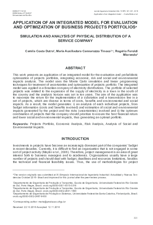 (PDF) APPLICATION OF AN INTEGRATED MODEL FOR EVALUATION AND ...