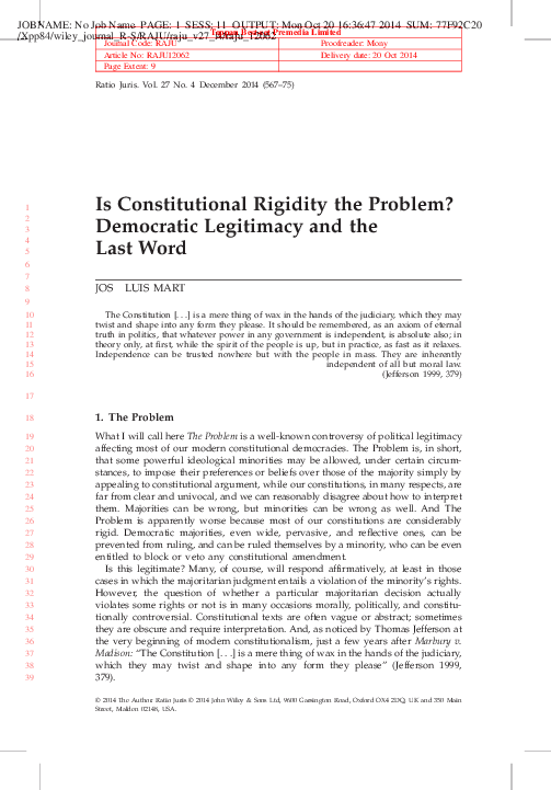 (PDF) Is Constitutional Rigidity The Problem? Democratic Legitimacy and ...