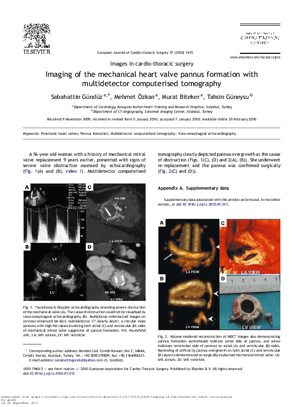 (PDF) Imaging of the mechanical heart valve pannus formation with