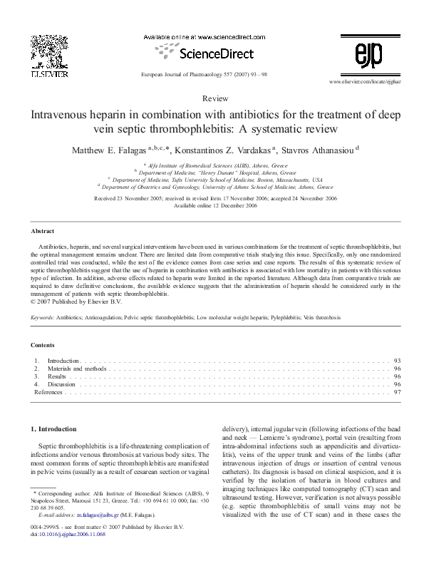 (PDF) Intravenous heparin in combination with antibiotics for the