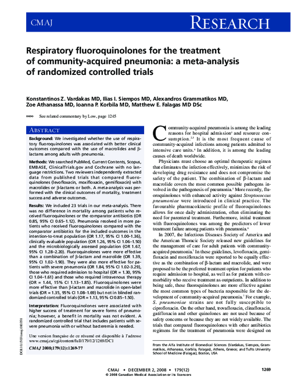 (PDF) Respiratory fluoroquinolones for the treatment of community ...