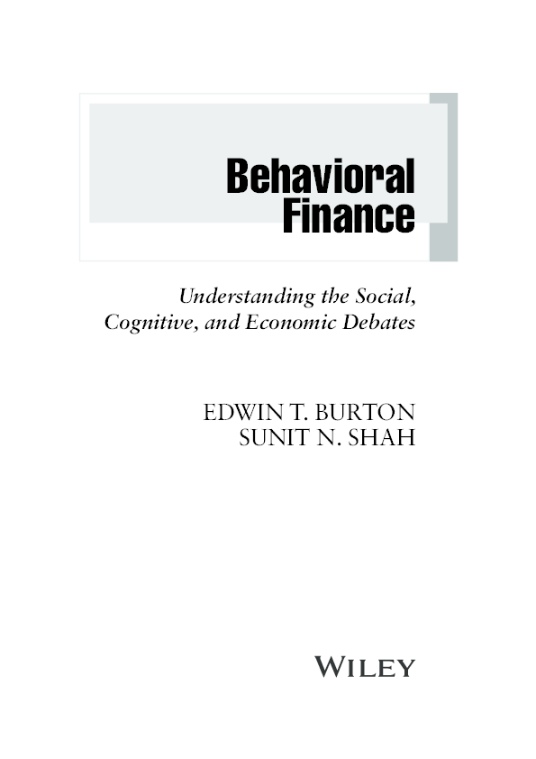 (PDF) Behavioral finance. edwin t. burton and Shah