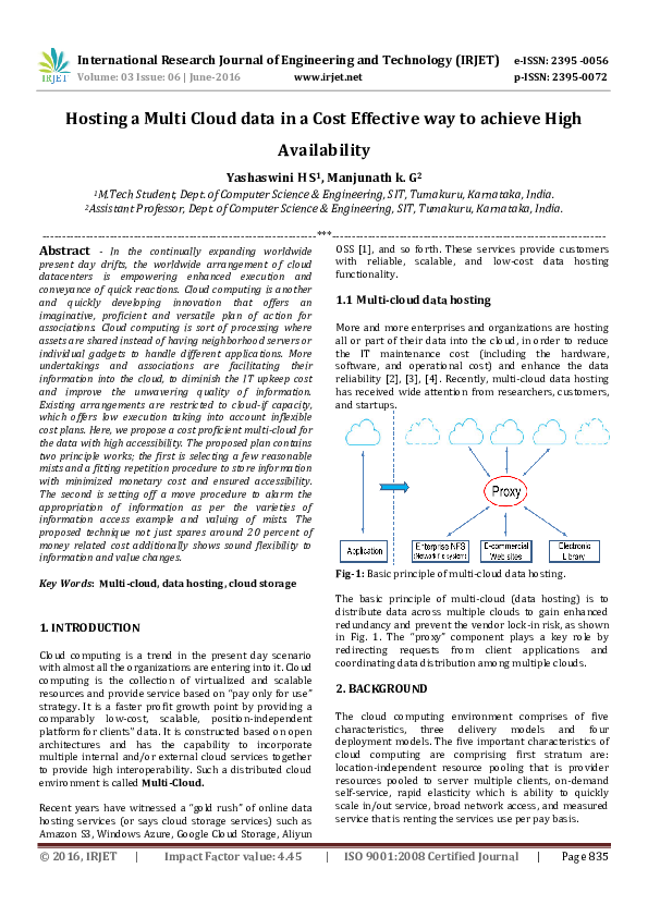 (PDF) Hosting a Multi Cloud data in a Cost Effective way to achieve ...