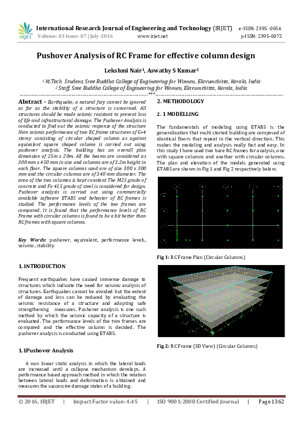 (PDF) Pushover Analysis of RC Frame for effective column design