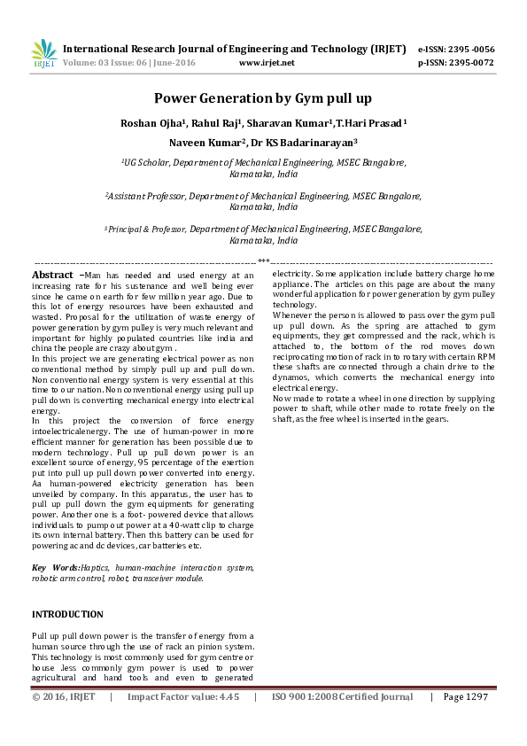 (PDF) Power Generation by Gym pull up IRJET Journal Academia.edu