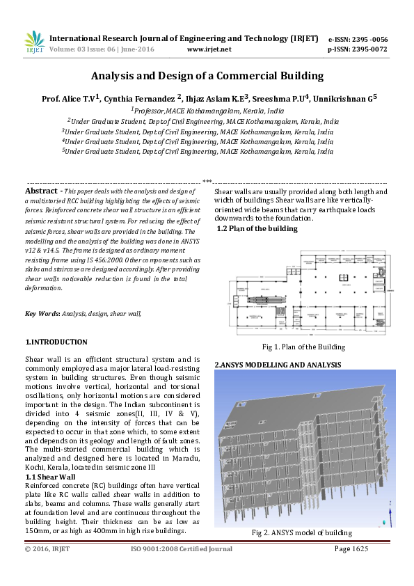 (PDF) Analysis and Design of a Commercial Building IRJET Journal