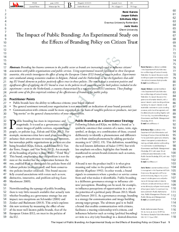 (PDF) The Impact of Public Branding: An Experimental Study on the ...