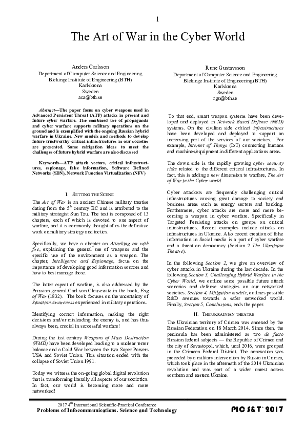 (PDF) The Art of War in the Cyber World Rune E