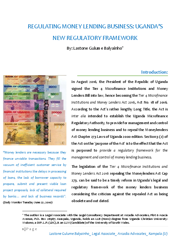 Money Lenders Act Uganda Money Lenders Act Uganda