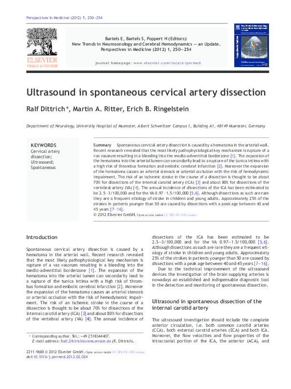 Pdf Ultrasound In Spontaneous Cervical Artery Dissect vrogue.co