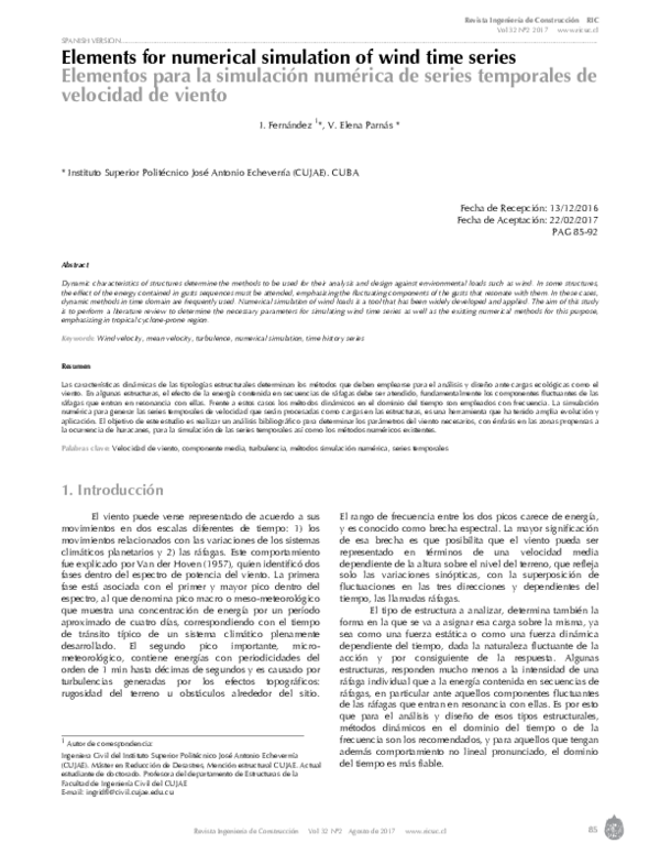 (PDF) Elementos para la simulación numérica de series temporales de ...