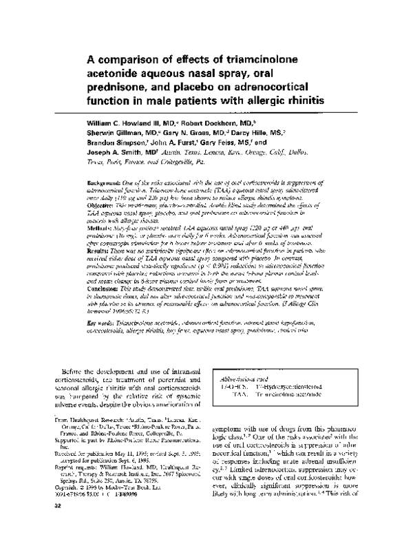 (PDF) A comparison of effects of triamcinolone acetonide aqueous nasal