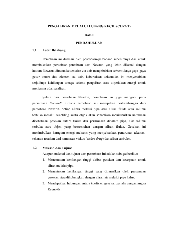 Doc Pengaliran Pada Lubang Kecil Curat Docx Khairunnisa 1610811120018 Academia Edu