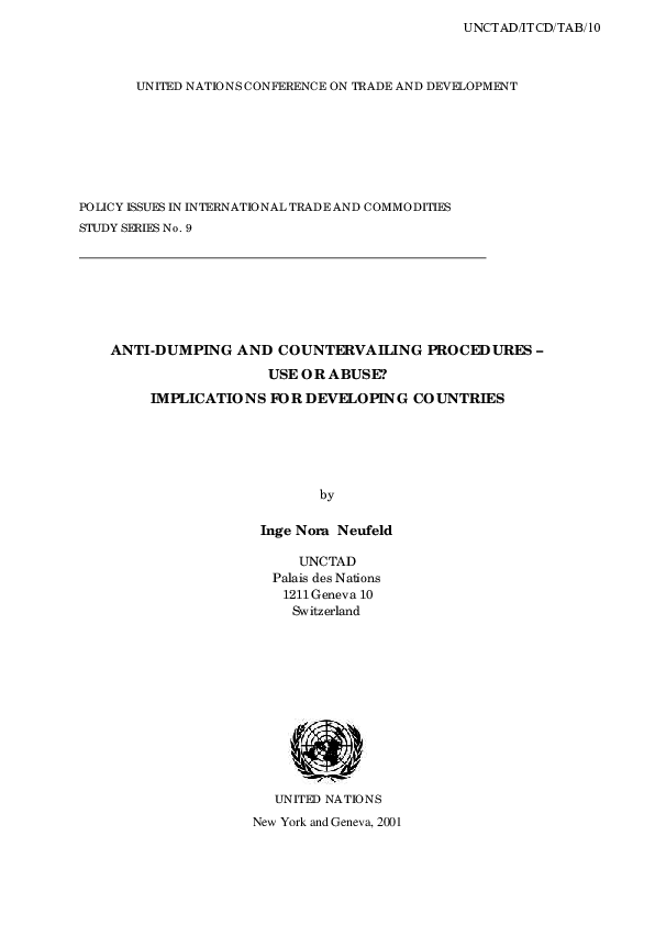 (PDF) UNITED NATIONS CONFERENCE ON TRADE AND DEVELOPMENT POLICY ISSUES ...