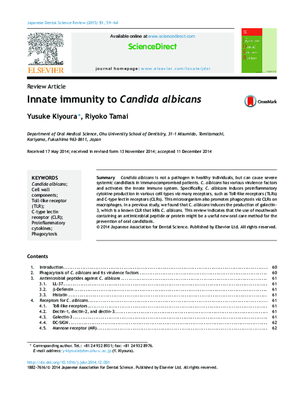 (PDF) ScienceDirect Innate immunity to Candida albicans