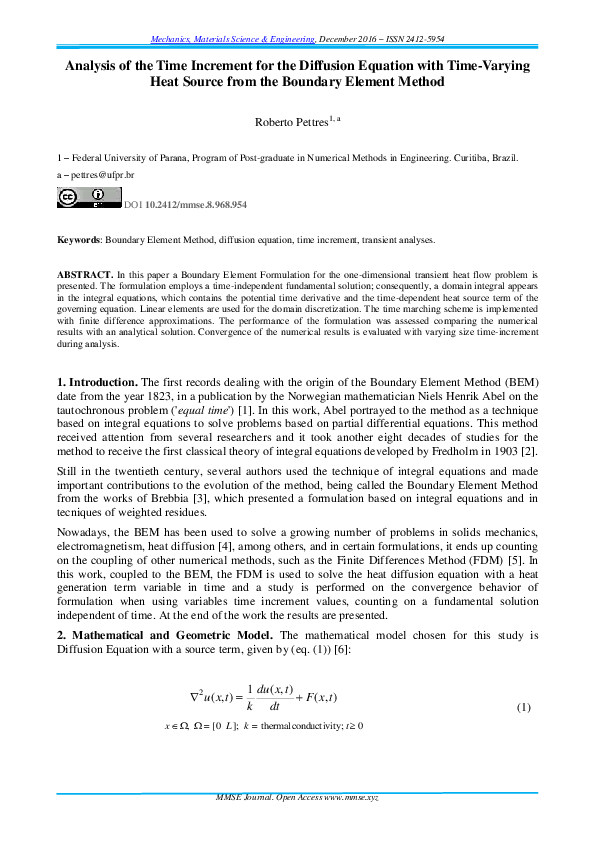 (PDF) Analysis of the Time Increment for the Diffusion Equation with ...