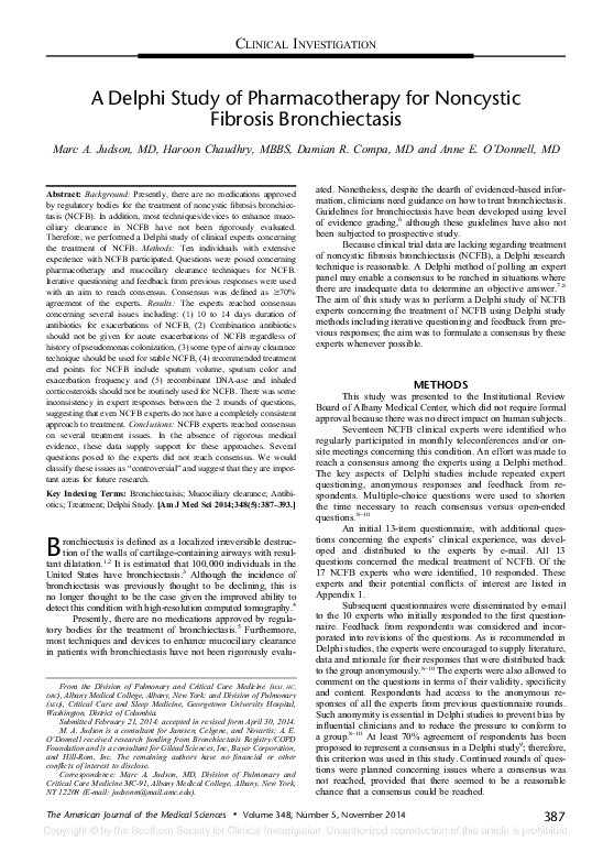 (PDF) A Delphi Study of Pharmacotherapy for Noncystic Fibrosis ...