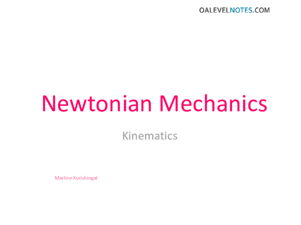 (PDF) Newtonian Mechanics Kinematics