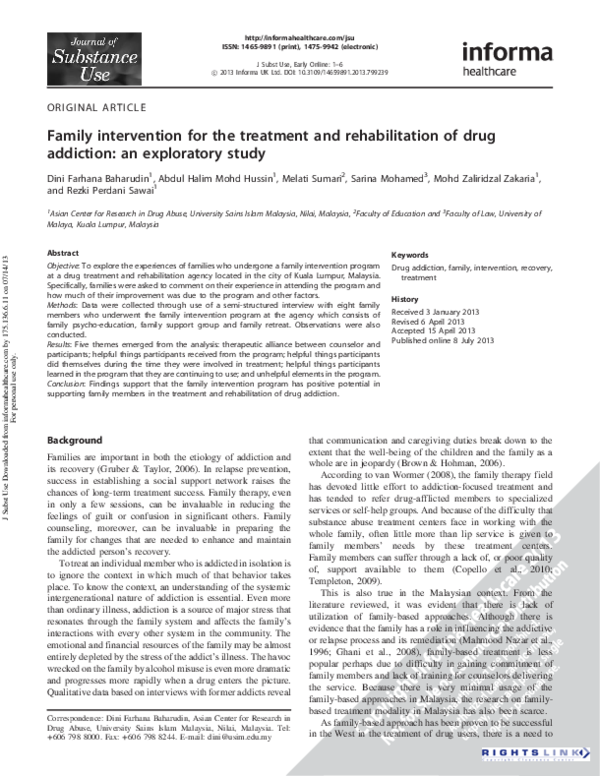 Family Interventions For Substance Abuse