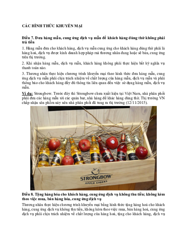 First page of “CAC HINH THỨC KHUYẾN MẠI”