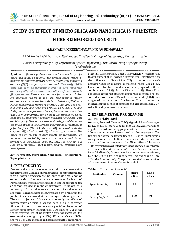 (PDF) STUDY ON EFFECT OF MICRO SILICA AND NANO SILICA IN POLYESTER ...