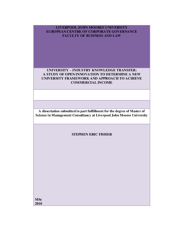 (DOC) University Industry Knowledge Transfer A Study Of Open Innovation