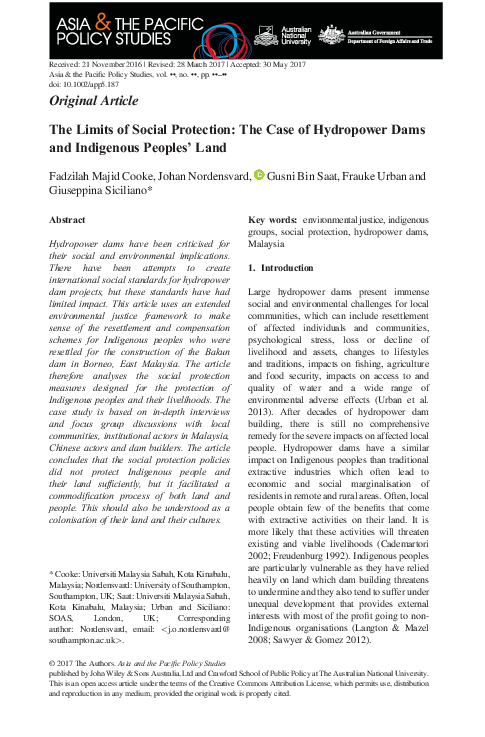 (PDF) The Limits of Social Protection: The Case of Hydropower Dams and ...