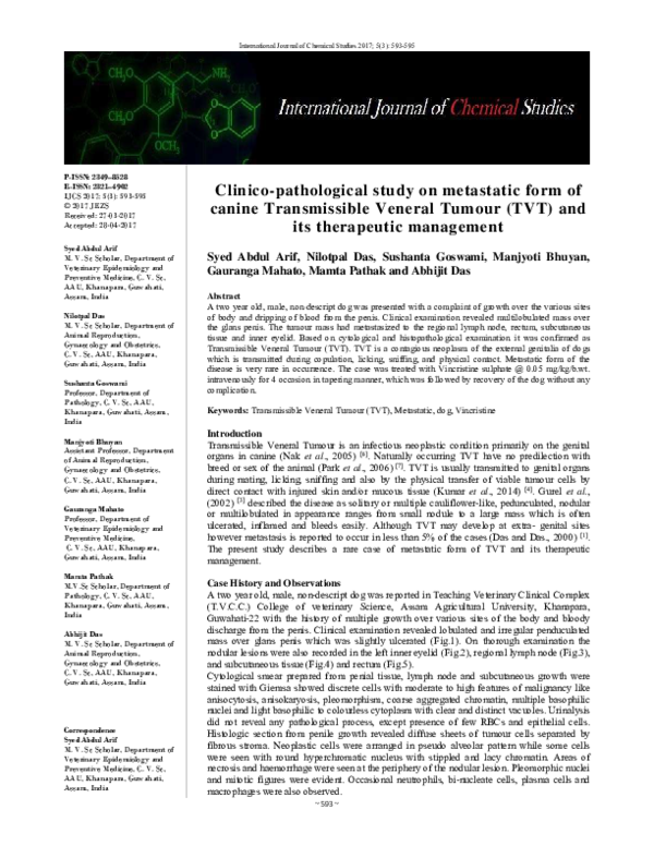 (PDF) Clinico-pathological study on metastatic form of canine ...