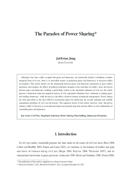 (PDF) The Paradox of Power Sharing