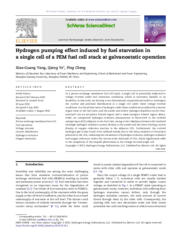(PDF) Hydrogen pumping effect induced by fuel starvation in a single