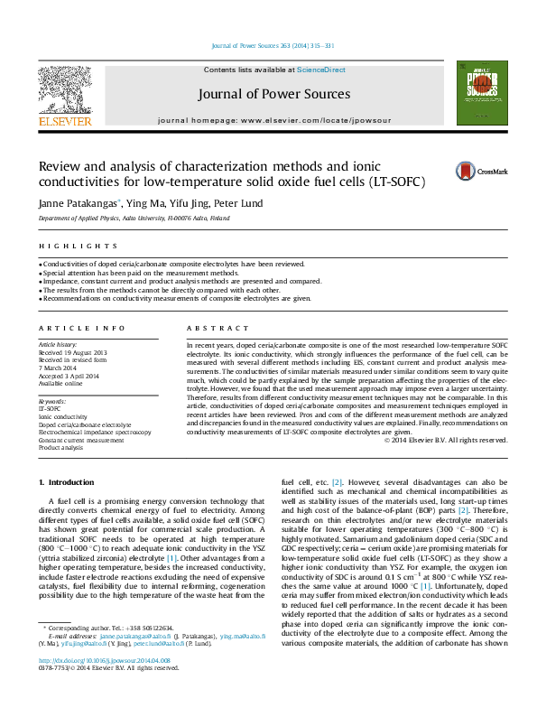 (PDF) Review and analysis of characterization methods and ionic ...