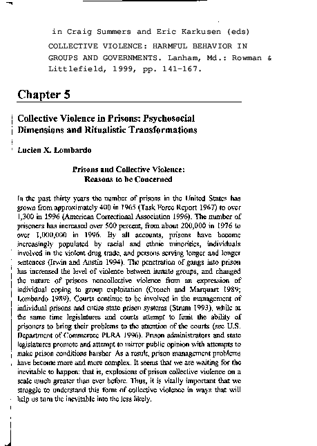 Collective Violence in Prisons: Psychosocial Dimensions and Ritualistic Transformations