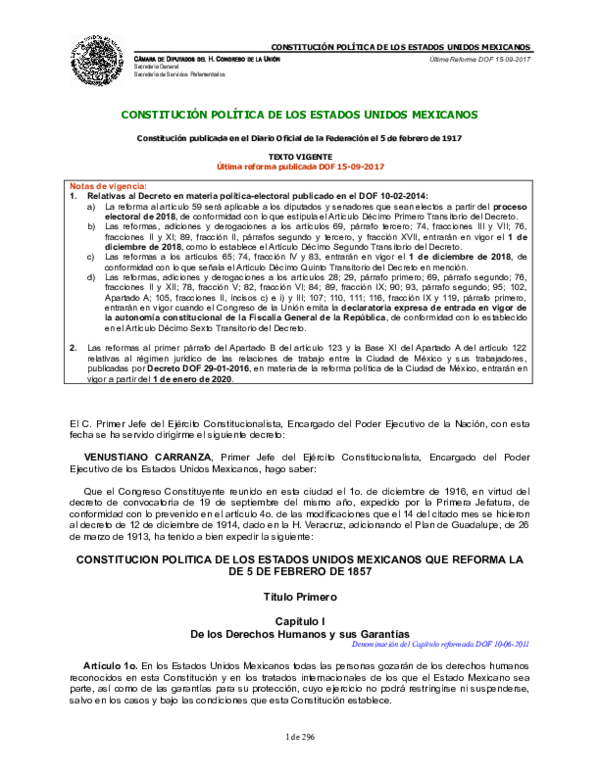 (DOC) CONSTITUCION PILITICA DE LOS ESTADOS UNIDOS MEXICANOS