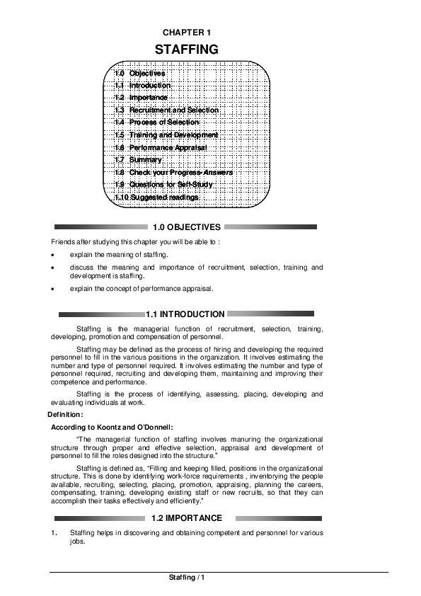 PDF) Staffing / 1 CHAPTER 1 STAFFING 1.0 Objectives 1.1 