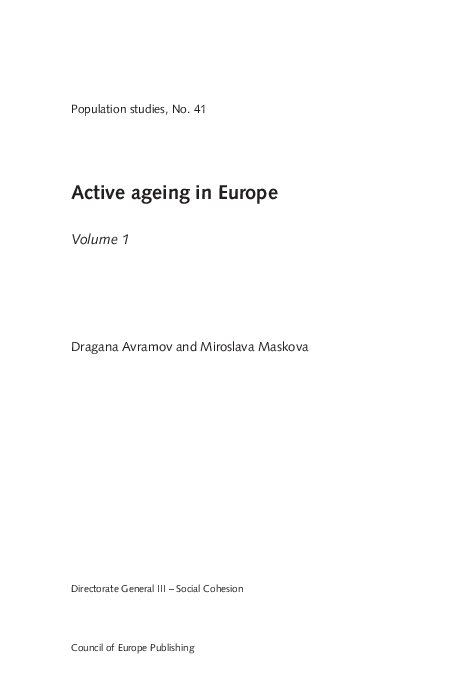 (PDF) Active ageing in Europe Volume 1