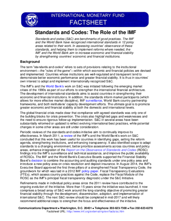 (PDF) Standards Codes IMF 2017