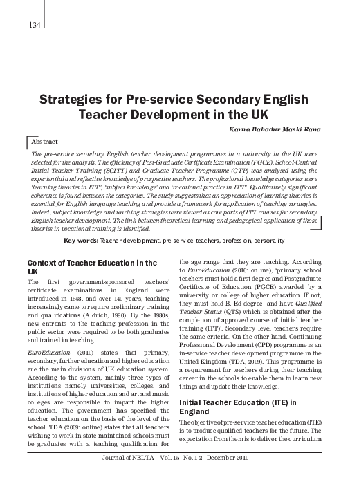 (PDF) Strategies for Pre-service Secondary English Teacher Development ...